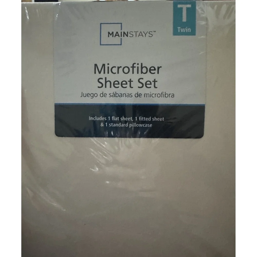 Mainstays Twin Microfiber Sheet Set 3pc Fresh Ivory New NIP Solid Bedding